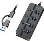 LogiLink 4xUSB-A -keskitin yksittisill kytkimill